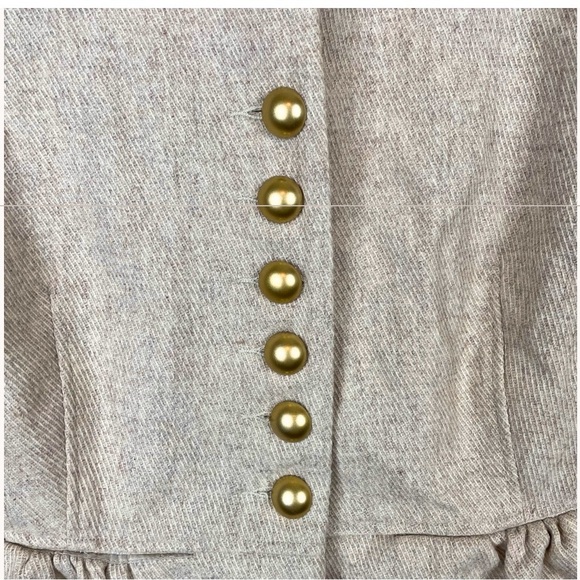 COSTA BLANCA Jacket Wool Camel Bronze Buttons Military Fit Flare NWT Sz 10 - Picture 2 of 8